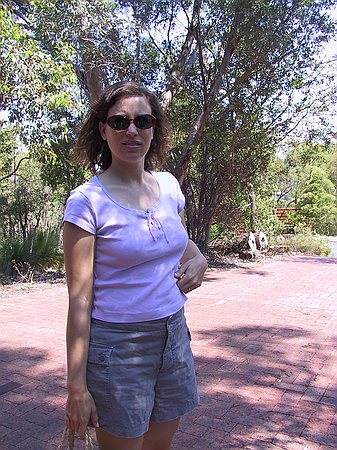 Samantha standing in the Newman's driveway.