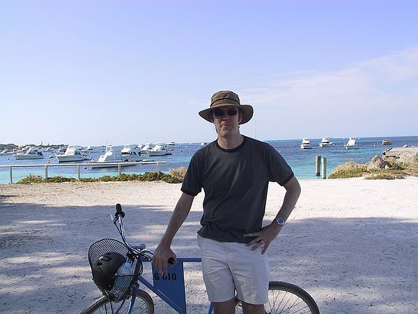 David rests by the bay.