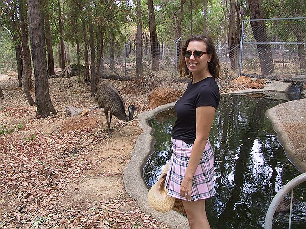 Samantha meets her first Emu.