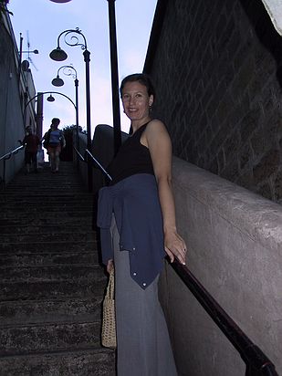 Samantha dressed for a fine dinner somewhere in The Rocks.